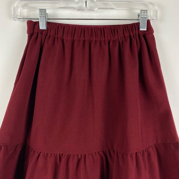 J Crew Maroon Ruffle Mini Skirt Flounce Skirt Womens Size 00 - Picture 9 of 11